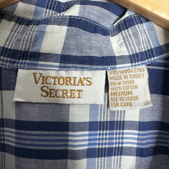 Victoria's Secret Women’s Pink Beige Plaid Print V-Neck Button Down Tunic Top M - Picture 6 of 8